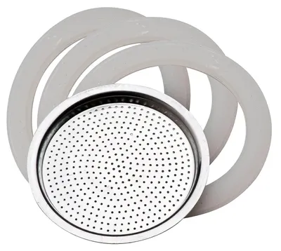 Image de Pedrini Pièce de Rechange Filtre en Acier et 3 Joints en Silicone Pour Cafetière Steelmoka 4 Tasses