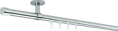 Produktbild von SN Deco Gardinenstange Innenlauf Brest, 19 mm, 1-läufig, Stahl, Komplett-Set mit Ringen, Profildeckentrager, 100 cm, edelstahl optik