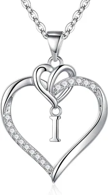 Produktbild von TINGN Valentinstag Geschenke Herz Damen Halskette 14K Gold Zirkonia Buchstaben Silber