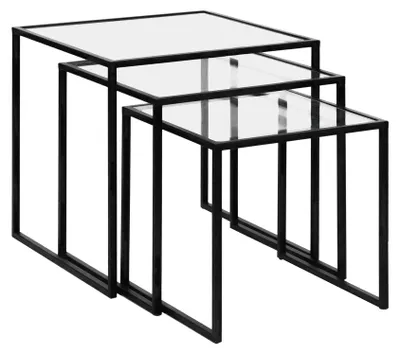 Produktbild von Pomax Eszential 3er-Set Beistelltisch, Schwarz, L 45/40/35 x B 45/40/35 x H 45/40/35 cm
