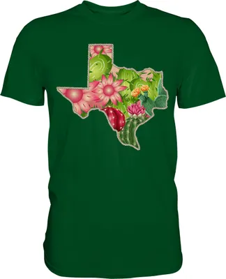 Produktbild von Texas Sukkulenten Kakteen Pflanzen Kaktus T-Shirt – Bottle Green / L