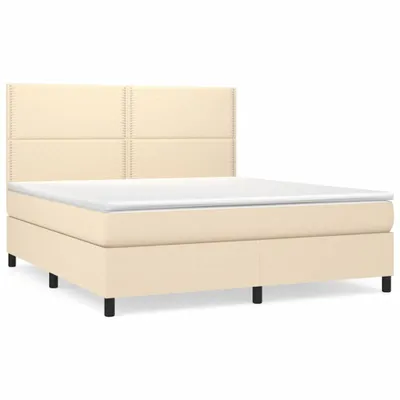 Produktbild von vidaXL Boxspringbett mit Matratze Creme 180x200 cm Stoff