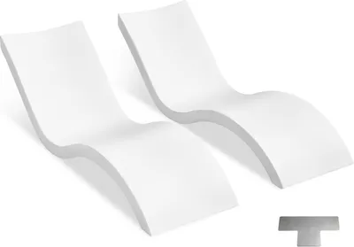 Produktbild von Lehátka VEVOR, 2 ks. Chaiselongues, krytý bazén a lehátka s policí na slunění 1780 x 580 x 560 mm, nosnost 200 kg Lehátka k bazénu z PE bílá, lehátko k bazénu lehátko k bazénu