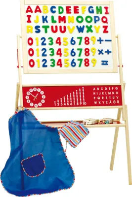 Produktbild von roba Tafel, Kindertafel mit Zubehör, Standtafel drehbar, Schreib- & Maltafel magnetisch, Holz, natur