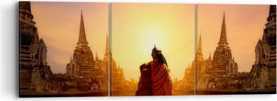 Produktbild von Bild auf Leinwand - Leinwandbild - Tempel Mönch - 90x30cm - Wand Bild - Wanddeko - Wandbilder - Leinwanddruck - Bilder - Kunstdruck - Wanddekoration - Leinwand bilder - Wandkunst - CA90x30-3472