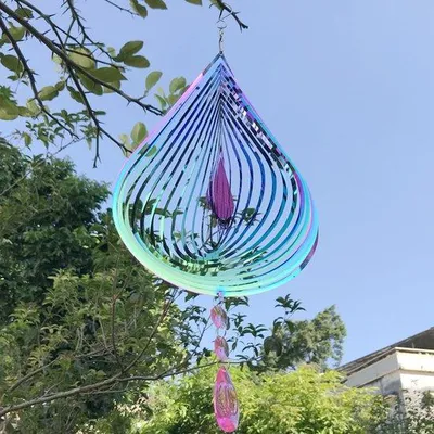 Produktbild von Edelstahl spiegelnd 3D rotierend Windspiel für Haus und Garten