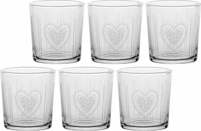 Image de La Porcellana Bianca lot de 6 verres à fond épais coeur 350 ml P401000002Z