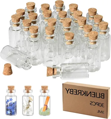 Productafbeelding van Glazen flesjes met kurk - Mini testbuisjes - Decoratie en opslag - Set van 30 stuks - 2 ml inhoud