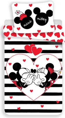 Produktbild von Disney Minnie Maus Streifen Kinder Bettwäsche Kopfkissen Bettdecke Micky 135x200 cm