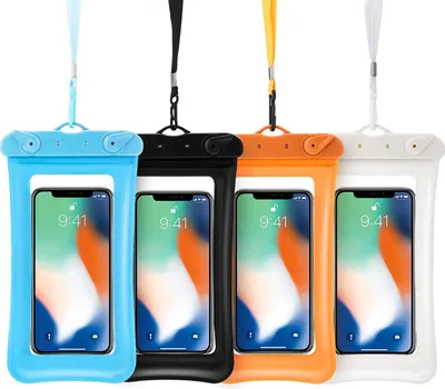 Immagine prodotto di 4 pezzi, galleggiante, impermeabile, custodia per telefono, galleggiante, impermeabile, custodia per cellulare, universale, cellulare, a prova d'acqua, custodia, con laccio da collo, per smartphone, fino a 6,5 pollici