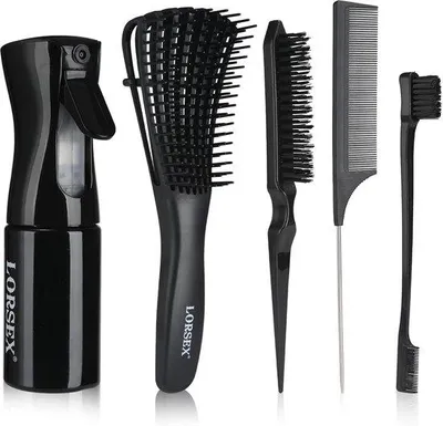 Produktbild von Famanu Haarbürste mit Sprühflasche und Toupier-Set für natürliches Afrohaar und lockiges Haar