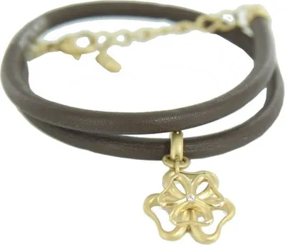Produktbild von Skagen Damen Armband Leder zweireihig gold Blume JBG0019