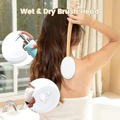 Produktbild von 7-teiliges Set zum Eincremen des Rückens mit Rücken- und Körperbürste, langem abnehmbarem Stiel, Badebürste sowie austauschbaren Bürstenköpfen für Peeling und Massage