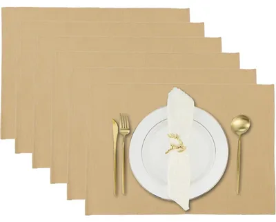 Produktbild von Tischsets Stoff Baumwolle Croissantbraun 6er-Set 33 x 48 cm