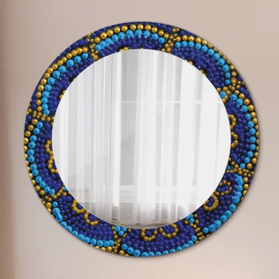 Produktbild von Spiegel Rund mit Aufdruck - Wandspiegel Design Wandmontage – Badspiegel - Dekorativ Komposition - Rund: Ø60 cm