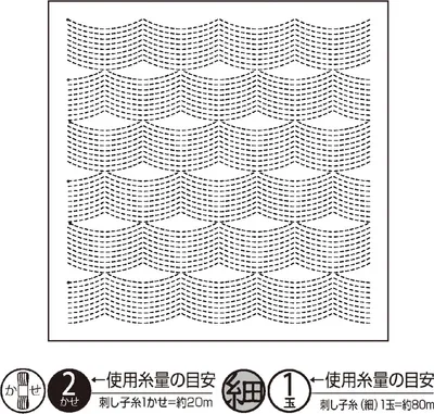 Immagine prodotto di Olympus Sashiko Sampler (solo tessuto) "Hana Fukin (White) Flow", tessuto stampato, 34x34cm,  Japan