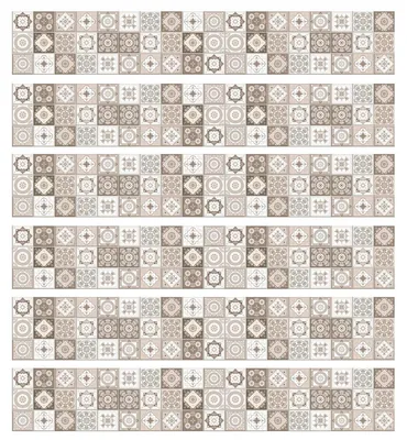 Produktbild von 6 selbstklebende Bordüren, Mosaikbordüren, Zementfliesen-Optik – BRUNDINO – 6 Bordüren à 5 x 30 cm