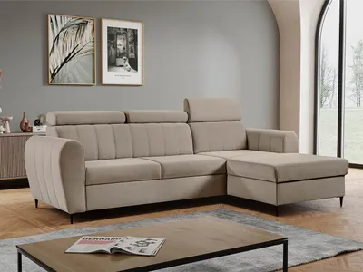 Obrázok produktu pre Rohová sedačka s úložným priestorom LAKEWAY MINI - béžová, pravý roh