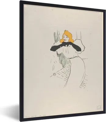 Produktbild von MuchoWow® Gerahmtes Poster Yvette Guilbert - Gemälde von Henri de Toulouse-Lautrec 30x40 cm - Poster mit Schwarzem Bilderrahmen Wandposter Rahmen Foto Bilder - Wanddeko - Kunstdrucke
