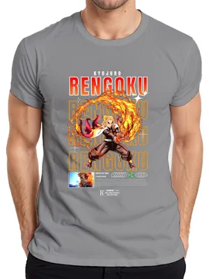 Immagine prodotto di Maglietta Rengoku Kyojuro Kimetsu no Yaiba Flame Hashira Anime Gift Uomo, Grigio, XXL
