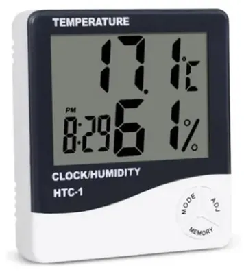 Obrázek produktu pro Mini digitální teploměr a vlhkoměr s hodinami – měřič a monitor teploty a vlhkosti v interiéru