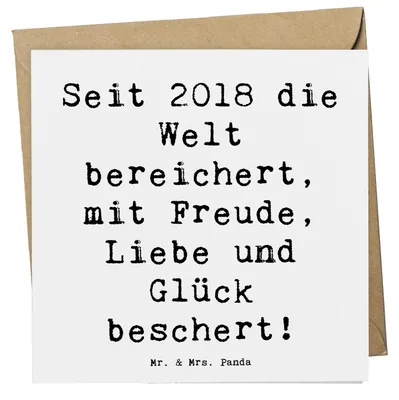 Produktbild von Mr. & Mrs. Panda Grußkarte Spruch 2018 Geburtstag - Weiß - Geschenk, doppelkarte, Glückwunschkarte, Jubiläum, Happy Birthday, faltkarte, Freundschaft, Geburtstagsgeschenk