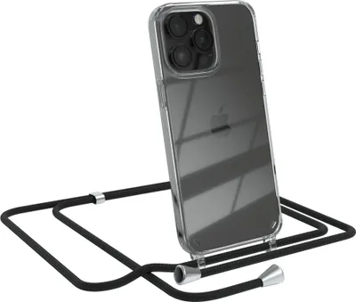 Produktbild von EAZY CASE Handykette kompatibel mit Apple iPhone 14 Pro Max, Handyhülle mit Umhängeband, Handykordel, Schutzhülle Clear, Band in Schwarz