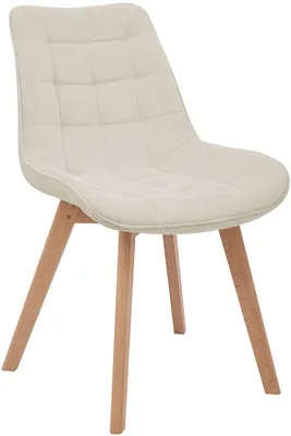 Produktbild von CLP Esszimmerstuhl gepolstert mit Lehne Brook, Küchenstuhl Cord mit Holzgestell und Bodenschonern, Polsterstuhl bis 150 kg belastbar, Farbe: beige, KI-generiertes Bild