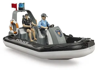 Produktbild von BRUDER bworld Polizei Schlauchboot mit Polizist, Taucher und Zubehör, Boot, 4 Jahr(e), Acrylnitril-Butadien-Styrol (ABS), Schwarz, Weiß