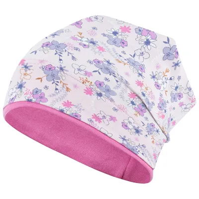 Produktbild von Mädchen Mütze Übergangsmütze Beanie Blumen, Gr. 50-52, Hellrosa-Rosa