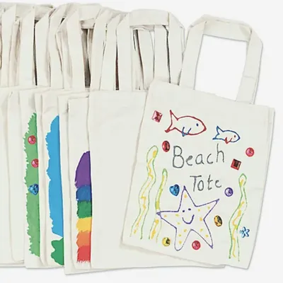 Produktbild von German Trendseller®- 10 x Kinder Stoffbeutel zum Bemalen ┃ Kindergarten klein 22 x 27cm ┃ Tragetasche / 10 Stück