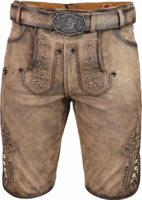 Produktbild von MADDOX Kurze Herren Lederhose "Hopfensee" mit Gürtel | Antik Bernstein Größe: 48
