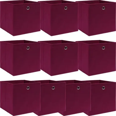 Obrázek produktu pro Úložné boxy 10 ks tmavě červené 32 x 32 x 32 cm textil
