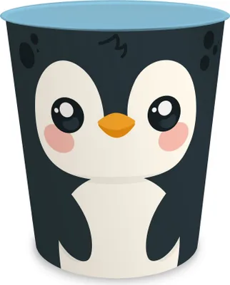 Produktbild von itenga Papierkorb Tiermotiv - PINGUIN - Kawaii Design - ca 11 Liter