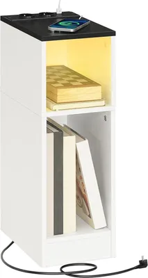 Image de Table d'appoint avec station de recharge et éclairage LED à capteur