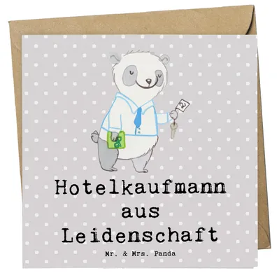 Produktbild von Mr. & Mrs. Panda Grußkarte Hotelkaufmann Leidenschaft - Grau Pastell - Geschenk, Lustig, Spruch, Witzig, Ausbildung, Klappkarte, faltkarte, anlasskarte, Hotelfachmann