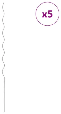 Image de vidaXL Tuteurs pour plantes, lot de 5, argent, 150 x 0,6 x 0,6 cm, acier