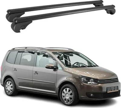 Produktbild von Dachträger Grundtäger für VW Touran mk1 2003-2015 75kg Aluminium Schwarz 2 tlg