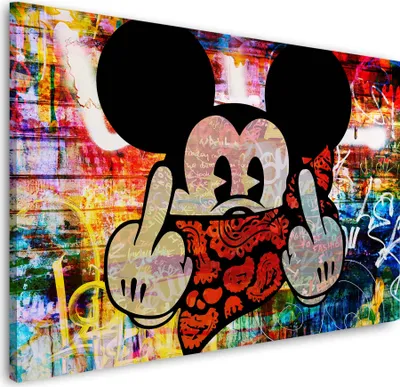 Produktbild von Mickey Pop Art Wandbild Leinwandbild Kunstdruck XL Wanddeko: 90x60x4cm