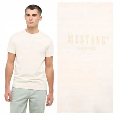 Zdjęcie produktu dla Mustang | Męska koszulka z krótkim rękawem, biała, bawełna, krój regular, rozmiar 5XL