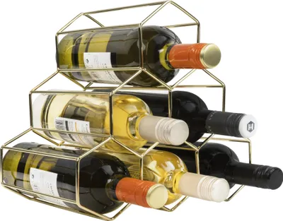 Produktbild von QUVIO Weinregal - Weinregal Wand - Weinregal stehend - Weinregal - für 6 Flaschen - Gold