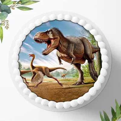 Produktbild von Für die Geburtstags Torte ein Tortenaufleger, Zuckerbild mit dem Motiv: Dinosaurier , Dino, Essbares Foto für Torten, Fondant, Ø 20cm, 0416c