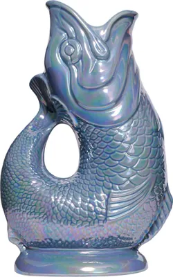 Produktbild von Gluckigluck Wasserkaraffe mit Gluckergeräusch, handgefertigt, ikonisches Design, Farbe:Blaugrau schimmernd, Fassungsvermögen:1,2 L
