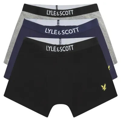Productafbeelding van Lyle & Scott - Onderbroeken voor jongens (3-pack) GT33457 (maat 146-152) (Zwart/Marineblauw, geruit)
