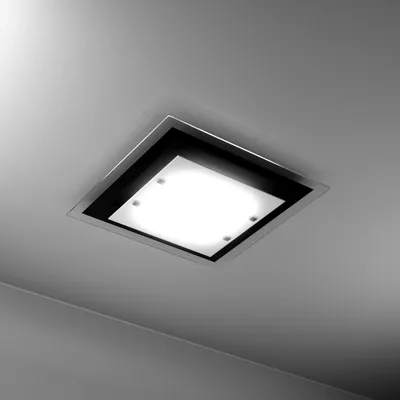 Produktbild von Moderne Deckenleuchte Tablett Metall Weißes Glas Schwarz 4 Lichter E27