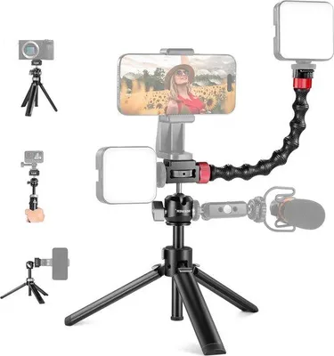 Immagine prodotto di Mini treppiede compatto, braccio flessibile, per vlogging, viaggi, 1/4 di pollice