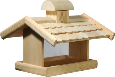 Produktbild von dobar Klassisches Vogelfutterhaus mit Futtersilo, Vogelhaus zum Aufstellen, 38 x 38 x 30 cm, Kiefer, Natur