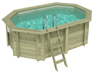Immagine prodotto di Piscina in legno NEMO 4.3 x 3 - H.1.31 m, sabbia, con supporti fissati al calcestruzzo