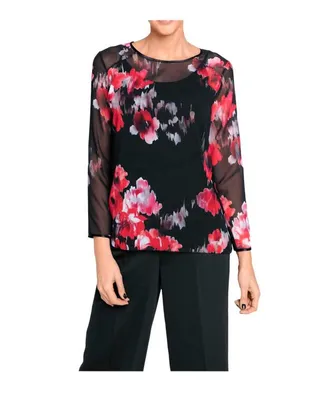 Produktbild von Heine Damen Chiffon-Bluse, schwarz-bunt, Größe:36