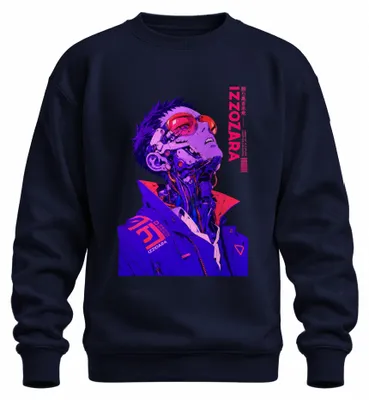 Obrázok produktu pre Tričko s dlhým rukávom, cyberpunkový štýl, Japonsko, rok 2000, futuristický dizajn, tmavomodrá farba, veľkosť 3XL
